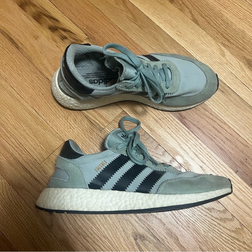 adidas Sage Green and Black Runner Sneakers